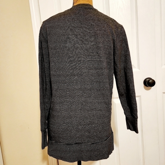 Daily Ritual Black White Stripe Crew Neck Sweater Women's Small Side Slit Tunic - Picture 3 of 8
